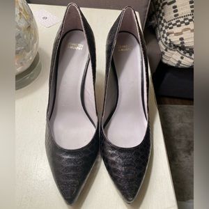 Johnston & Murphy black croc heels